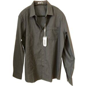 NWT Men's Linen Blend Shirt, Large, Black, Business Casual, Date Night, Coofandy